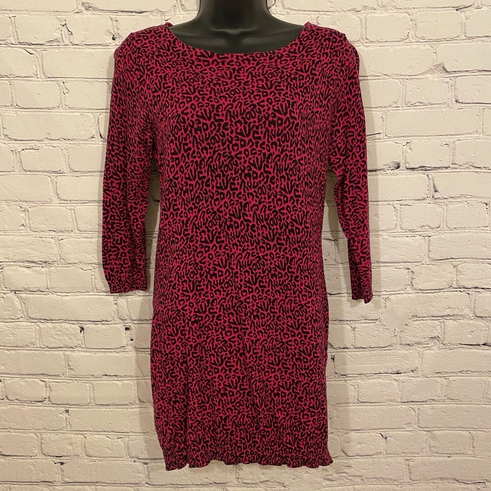 Pink Leopard Pink Sweater Dress